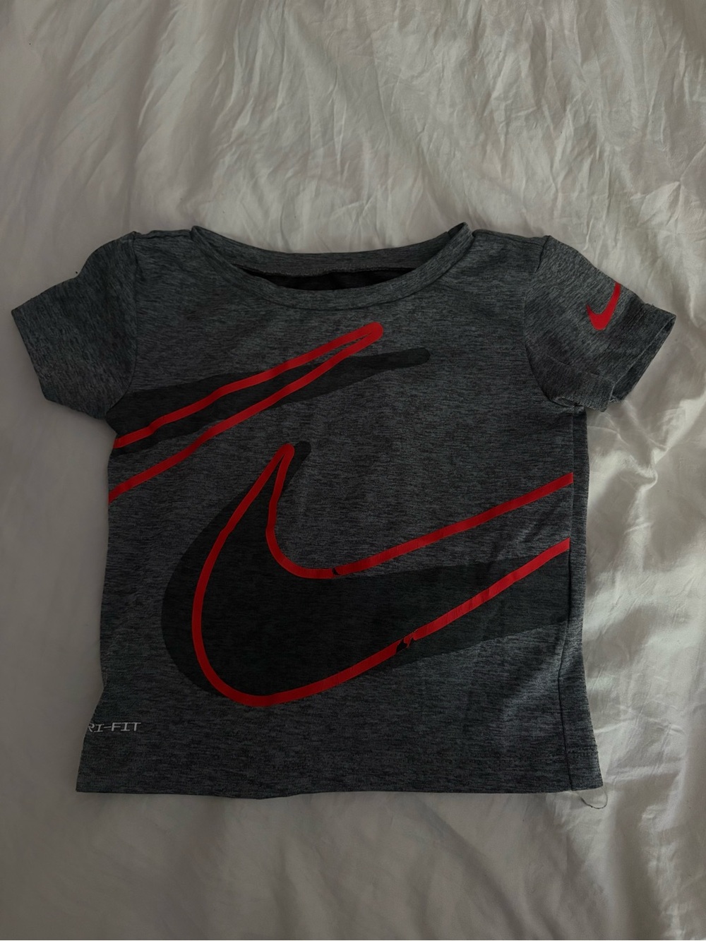 Nike Little Kids' Gray & Red Dri-FIT Graphic Tee and Shorts